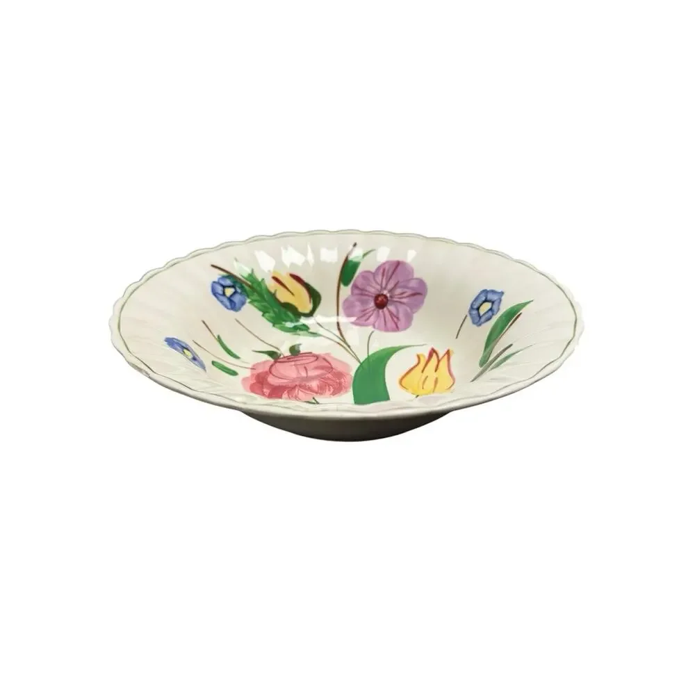 Vintage Blue Ridge Southern Potteries 9in Hand Painted Floral Bowl Numbered